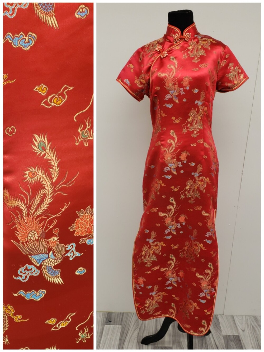 Vintage 1990s Cheongsam Qipao Asian Dragon Dress